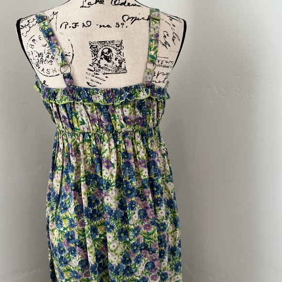 Natural‎ Life XS Floral Maxi Dress Spaghetti Strap Ruffle Tie Neck Boho - Picture 5 of 6